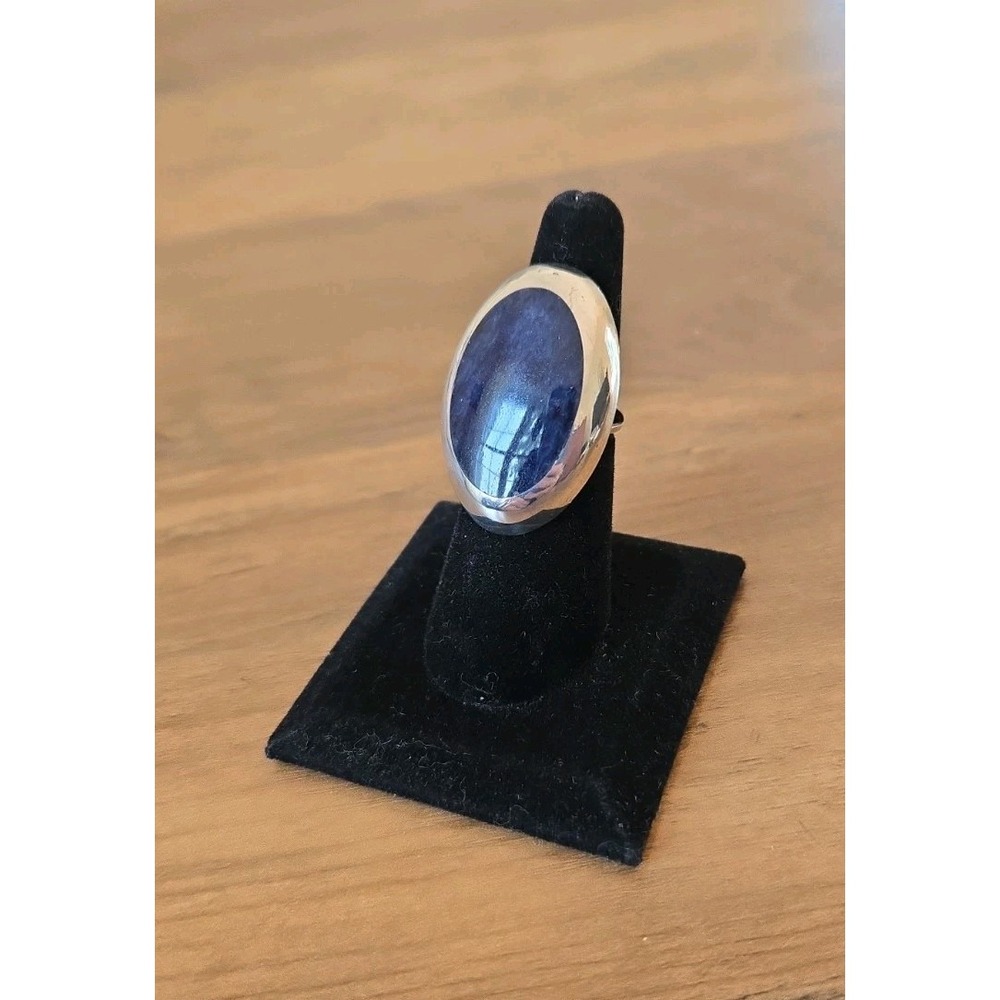 Vintage HAM 3 Mexico Taxco Sterling 925 Bezel Lapis Lazuli Statement Ring 6.5
